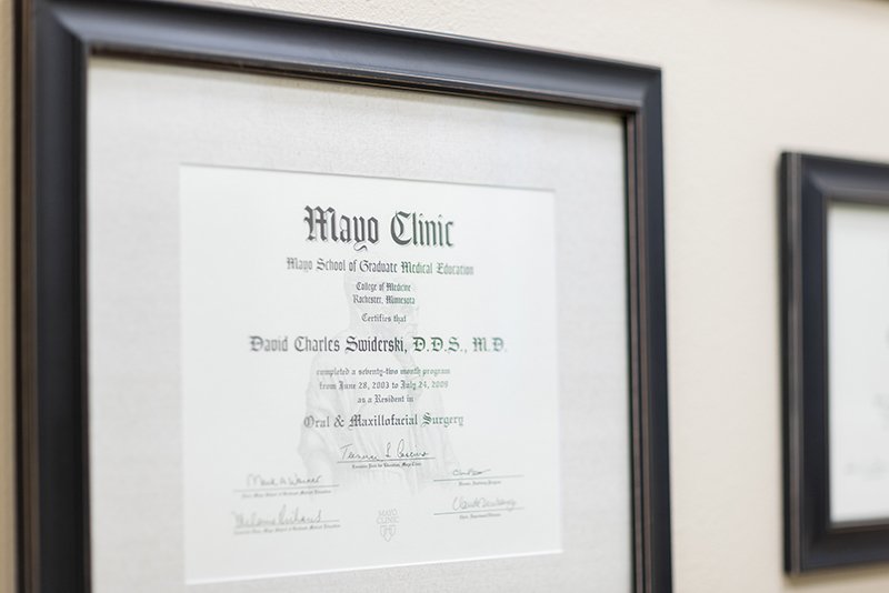 Dr. David Swiderski Certificate from Mayo Clinic